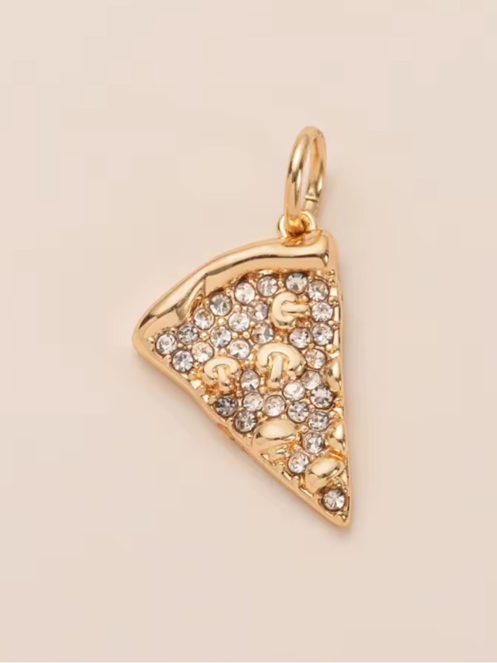 Gold Crystal Pizza Slice Charm Pendant - Women Jewelry